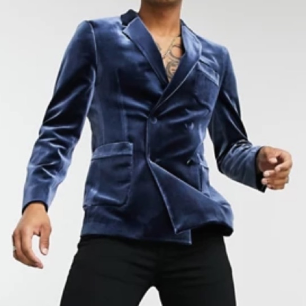 Men’s ASOS dinner jacket. Blue velvet